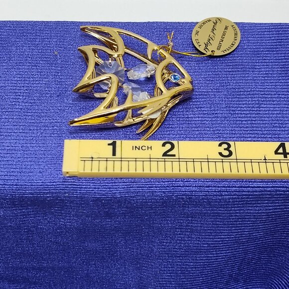 Crystal Delight 24K Gold Plated Angel Fish Suncatcher Austrian Crystals USA 1995 - Picture 6 of 6